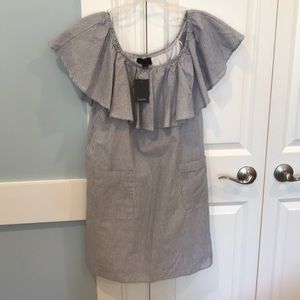 Lumiere Dress NWT. Size L. Blue & white seersucker